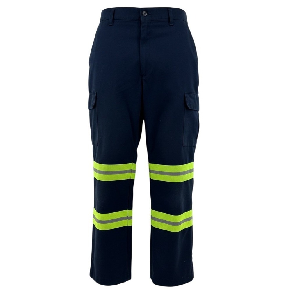 Hi-Vis Red Kap Cargo Pants Mens 40 Navy Blue Poly Cotton Reflective Work PT88EN2